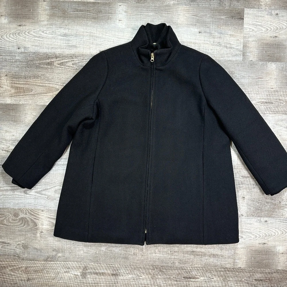 J.Crew Women's Sz 24 Italian Stadium Cloth By Nello Gori Wool Blend Coat Black